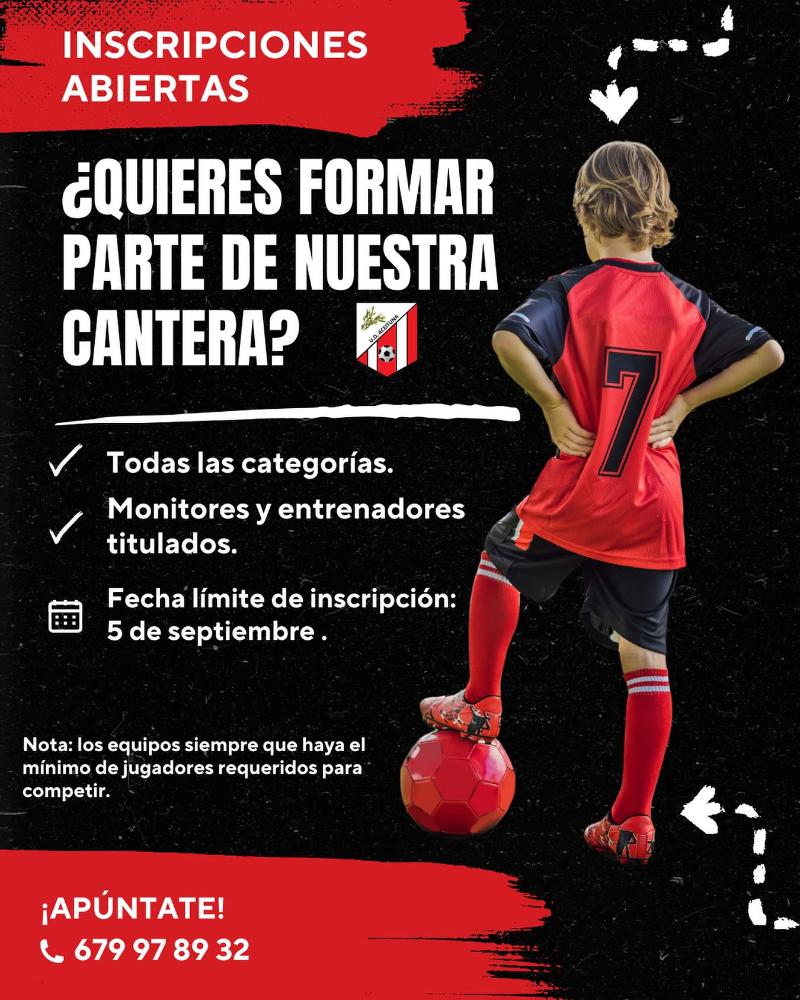 Imagen ¡Ya están abiertas las inscripciones para formar parte de la cantera de la UD Aceituna!