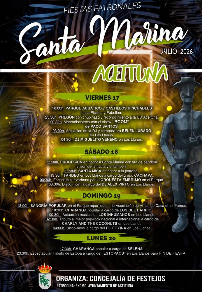 Imagen ¡ACEITUNA YA TIENE PROGRAMACIÓN PARA SUS FIESTAS PATRONALES SANTA MARINA 2026!